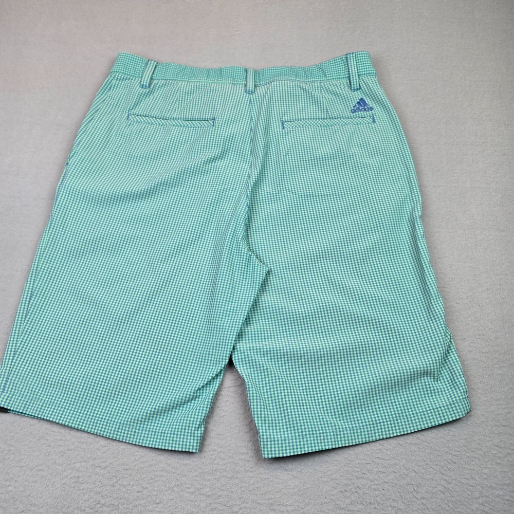 Gingham Plaid Stretch Performance Adidas Golf Shorts Mens 34 Green Blue - Picture 3 of 9